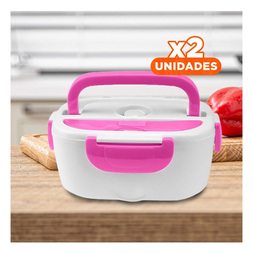 Pack2 Envase Portatil para Llevar Almuerzos a Todas Partes Rosado Y Papel Regalo