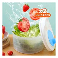 Pack2 Centrifugador Manual de Cocina para Verduras y Frutas Blanco con Azul DAY