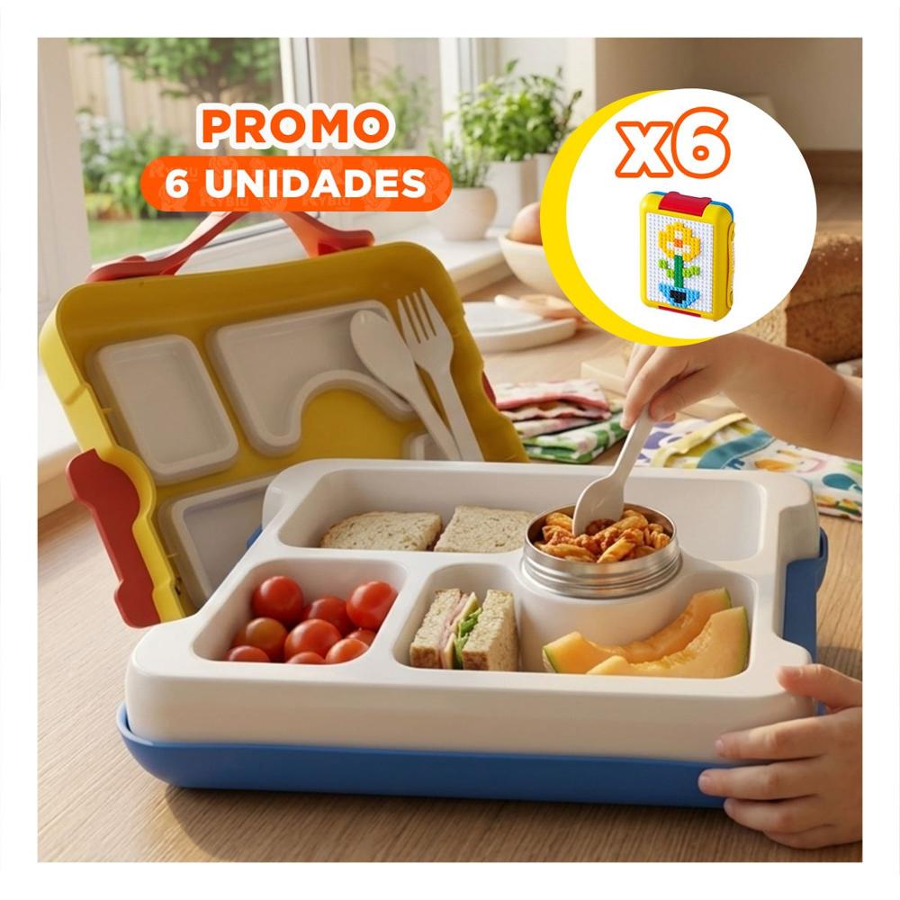 Pack6 Organizador Compacto Lego 4 Divisiones Amarillo Facil de Llevar YPapel Regalo