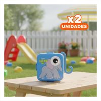 Pack2 Recipiente Estilo Elefante con 3 Divisiones para Bocadillos y Verduras Azul