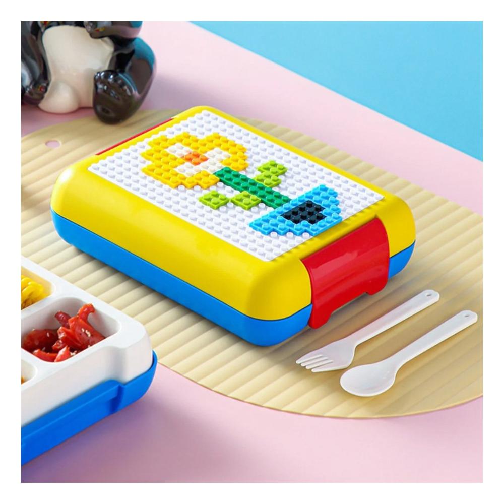 Contenedor Bento Lego 4 Divisiones Amarillo Practico para Colegio YPapel Regalo