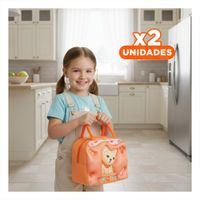 Pack2 Bolso Infantil para Refrigerio con Diseño Kawaii Perro Naranja Y Papel Regalo