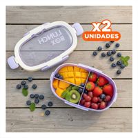 Pack2 Estuche 850ml con Cubiertos y Tomatodo 480ml Lila Moderno Funcional YPapel Regalo
