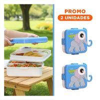 Pack2 Recipiente Estilo Elefante con Divisiones para Pasta y Queso Azul YRegalo Sticker