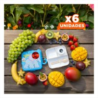 Pack6 Almacenador Estilo Elefante con Cubiertos para Snack y Verduras Azul