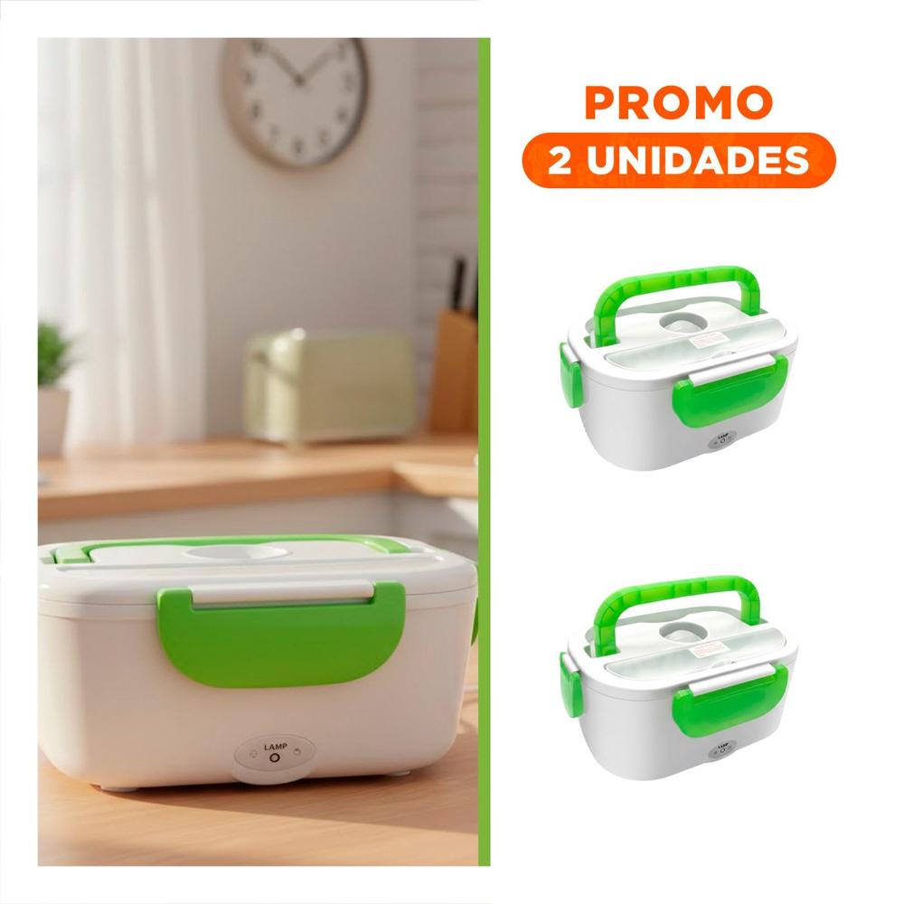 Pack2 Contenedor Seguro que Conserva Comida Caliente Durante Horas Verde Y Regalo Sticker