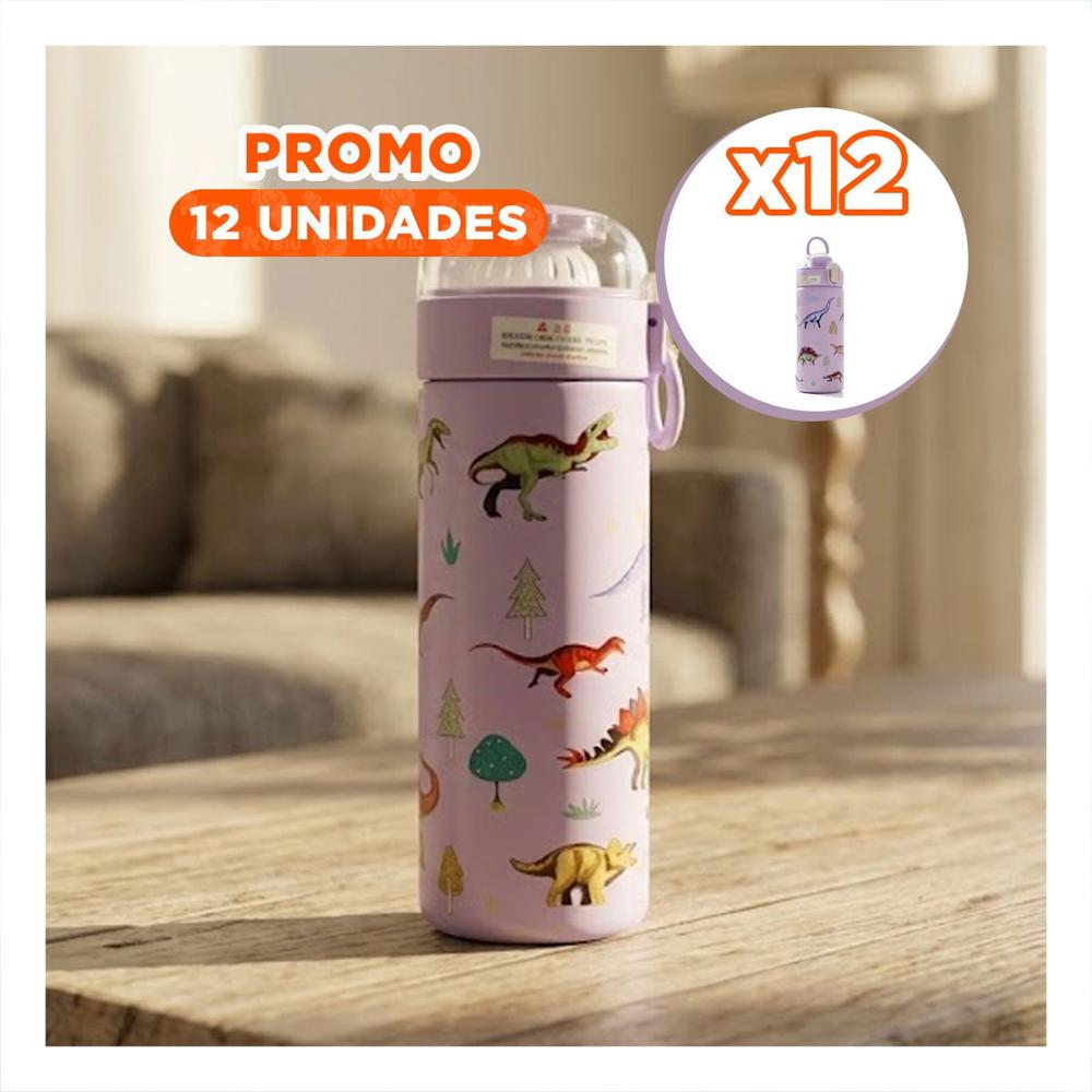 Pack12 Contenedor 420ml Dinosaurio Lila Resistente para Actividades YPapel Regalo