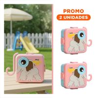 Pack2 EnvaseElefante con Ojo Mini Taper para Comidas Caseras Rosado 1600ml YRegalo Sticker