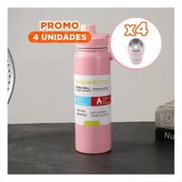 Pack4 Envase Divertido 800ml Rosado para Bebidas en Excursiones YPapel Regalo