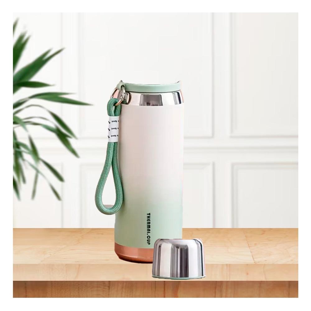 Termo Degradado Verde Agua 800ml con Tapa Hermética para Café Té y Bebidas Diarias