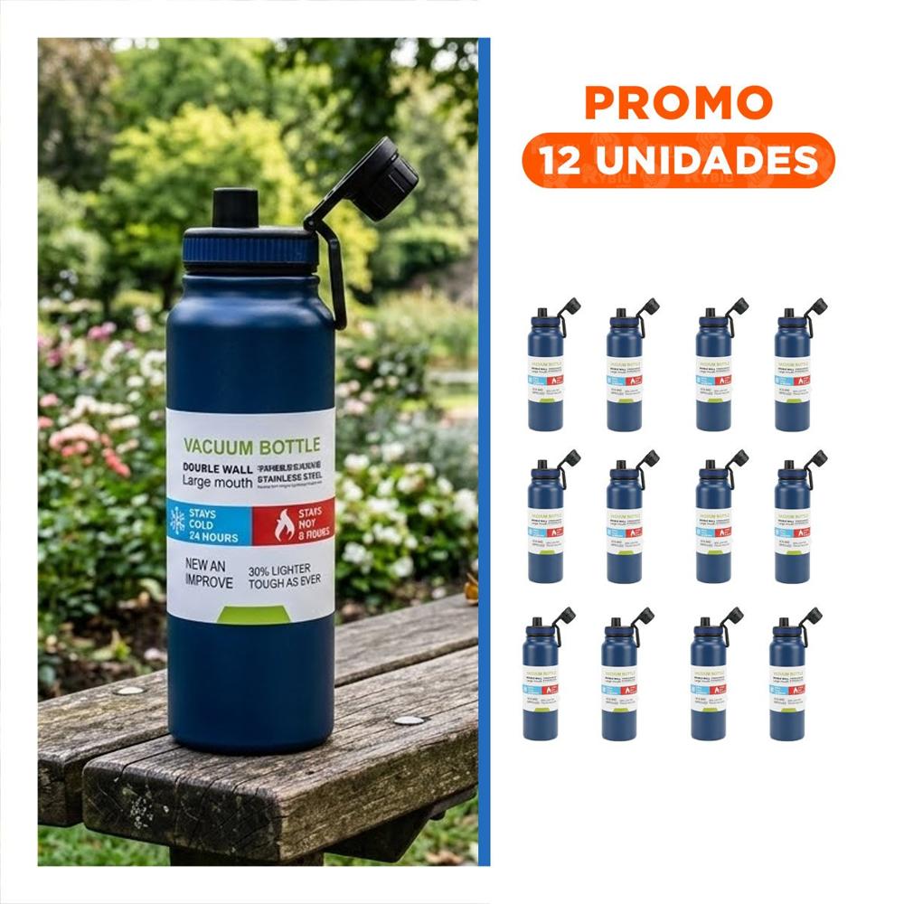 Pack12 Frasco Divertido 800ml Azul para Uso Escolar y Excursiones