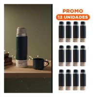 Pack12 Botella resistente azul marino con 2 tasas para trabajo