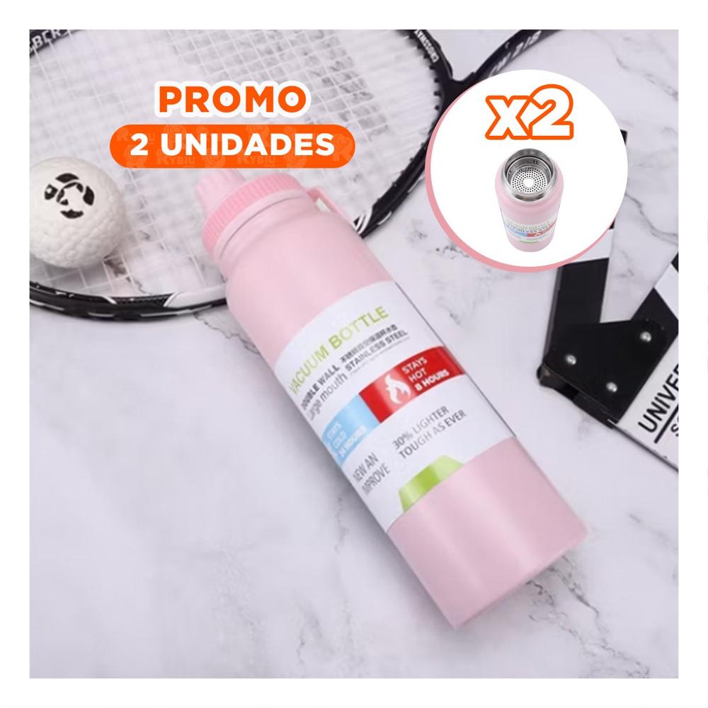 Pack2 Envase Portatil 800ml Rosado con Apertura Segura para Ninos YPapel Regalo