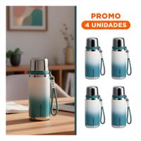 Pack4 Envase 800ml Azul Doble Capa que Conserva Temperatura por Horas