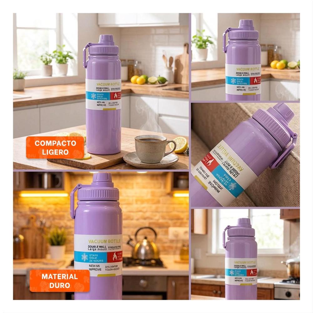 Termo Escolar 800ml Lila para Bebidas Frias y Calientes YLigas Regalo