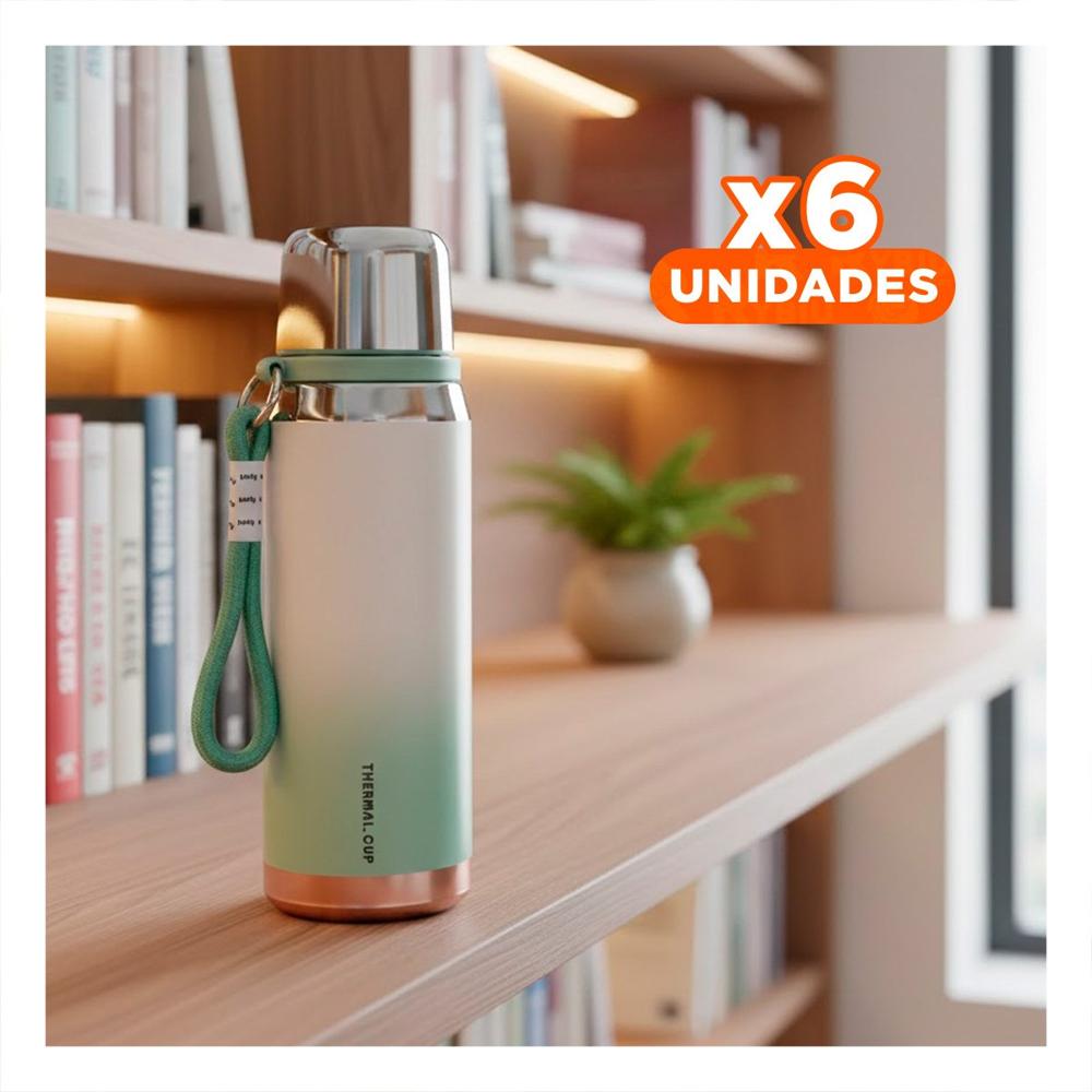 Pack6 Frasco Degradado Verde Agua 800ml Uso Diario Oficina Hogar Picnic YPapel Regalo