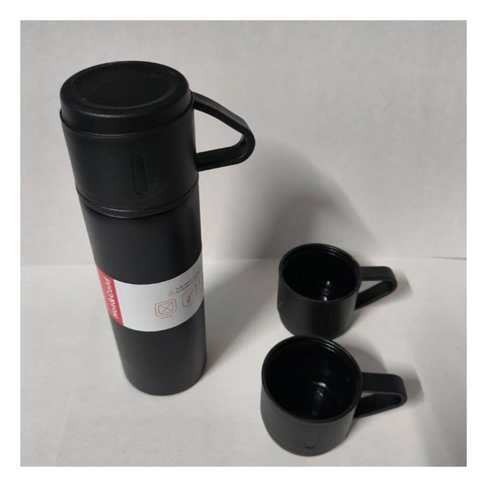 Termo Individual con 2 Tasas Negro Moderno y Portatil para Hogar