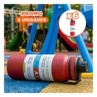 Pack6 Frasco Divertido 800ml Rojo para Ninos con Tapa Hermetica YRegalo Sticker