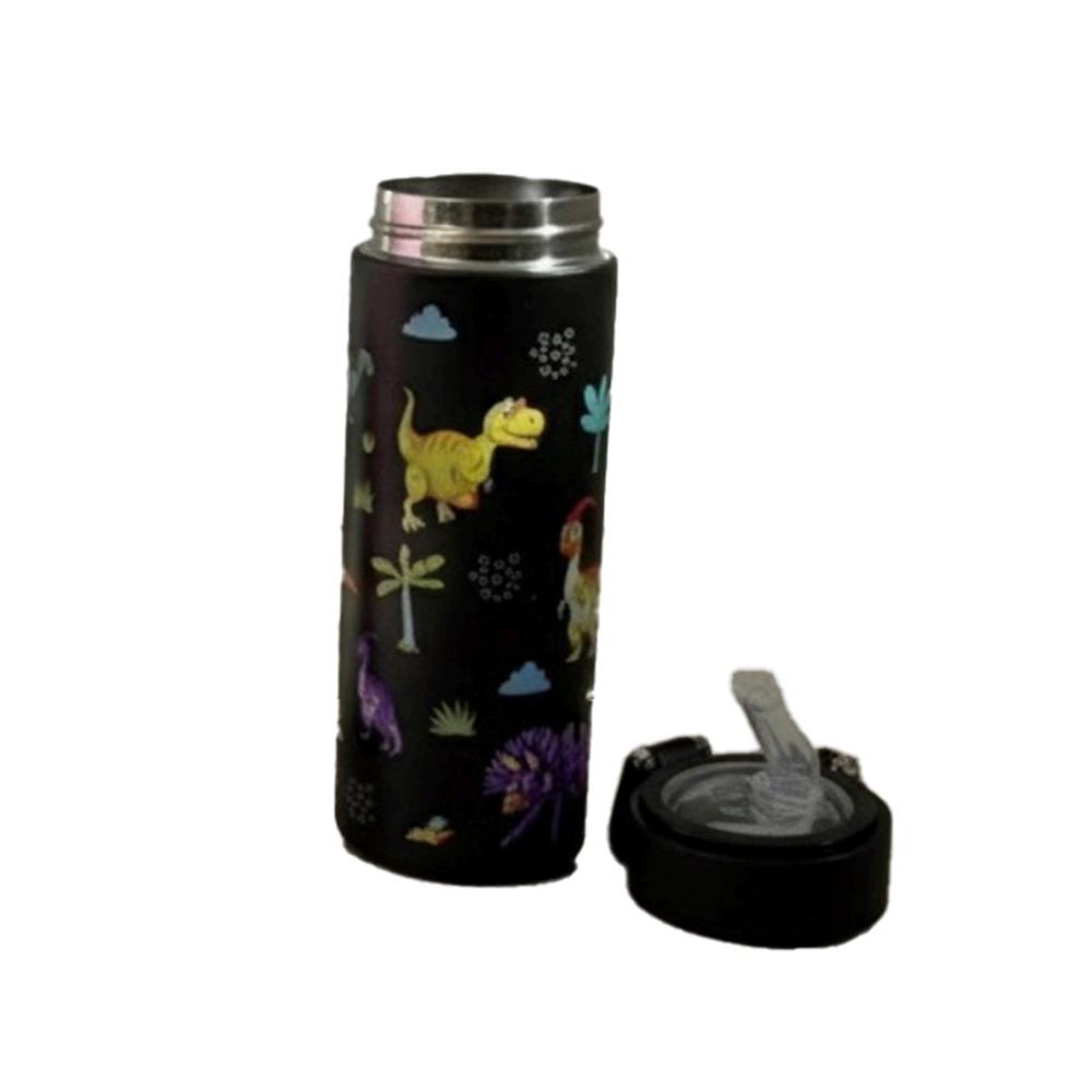 Termo Divertido 420ml Dinosaurio Negro con Diseno para Ninos YRegalo Sticker