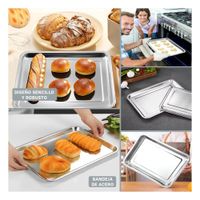 Rejilla rectangular de acero plateada para organizar y servir en casa YLigas Regalo