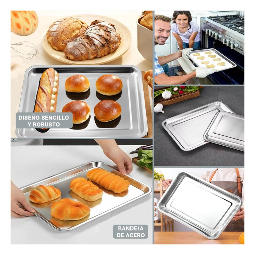 Rejilla rectangular de acero plateada para organizar y servir en casa YLigas Regalo