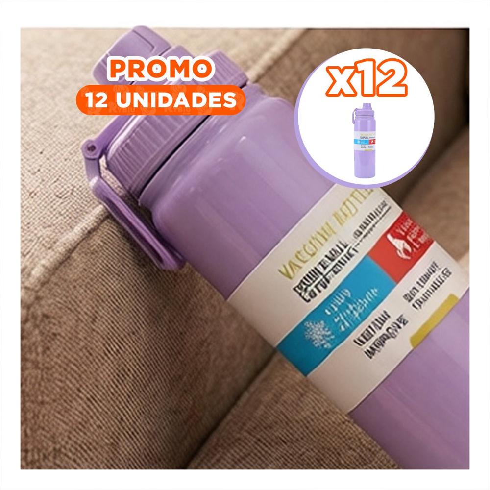 Pack12 Botellon 800ml Lila con Tapa Hermetica para Hidratacion YPapel Regalo
