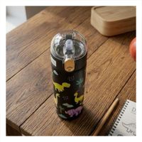 Termo Infantil 420ml Dinosaurio Negro con Diseno Colorido para Ninos YPapel Regalo