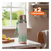 Pack2 Recipiente Térmico Degradado Verde Agua 800ml Oficina Hogar Transporte