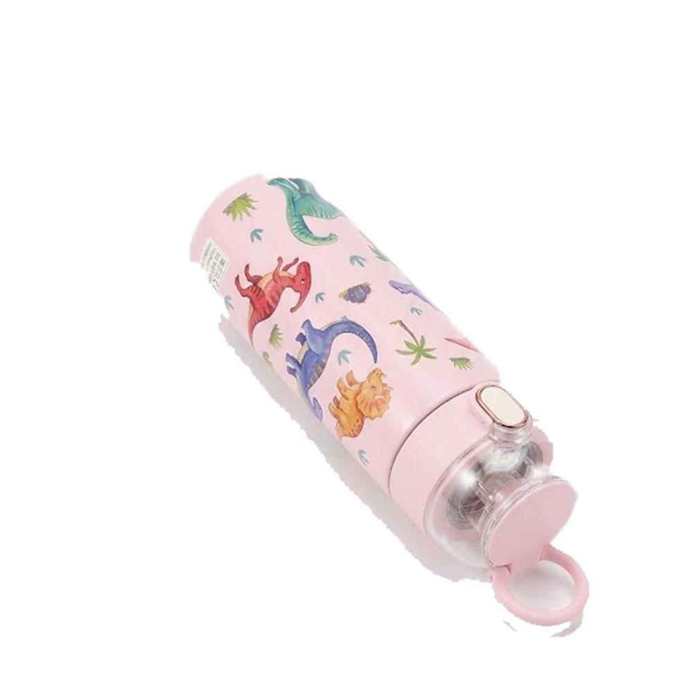Termo Divertido 420ml Dinosaurio Rosado con Diseno para Ninos YRegalo Sticker