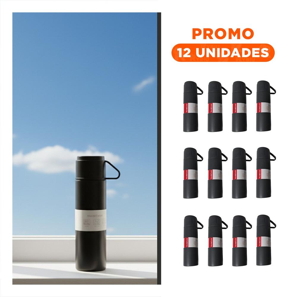 Pack12 Jarra Portatil con 2 tasas color plomo oscuro para bebidas
