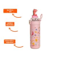 Termo Escolar 420ml Dinosaurio 3D Rosado para Bebidas Frias y Calientes YLigas Regalo