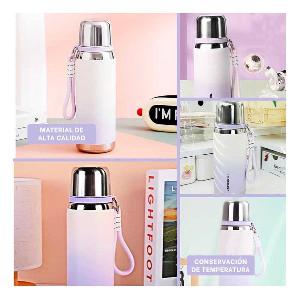 Termo 800ml Lila Doble Capa que Mantiene Temperatura por Horas YLigas Regalo