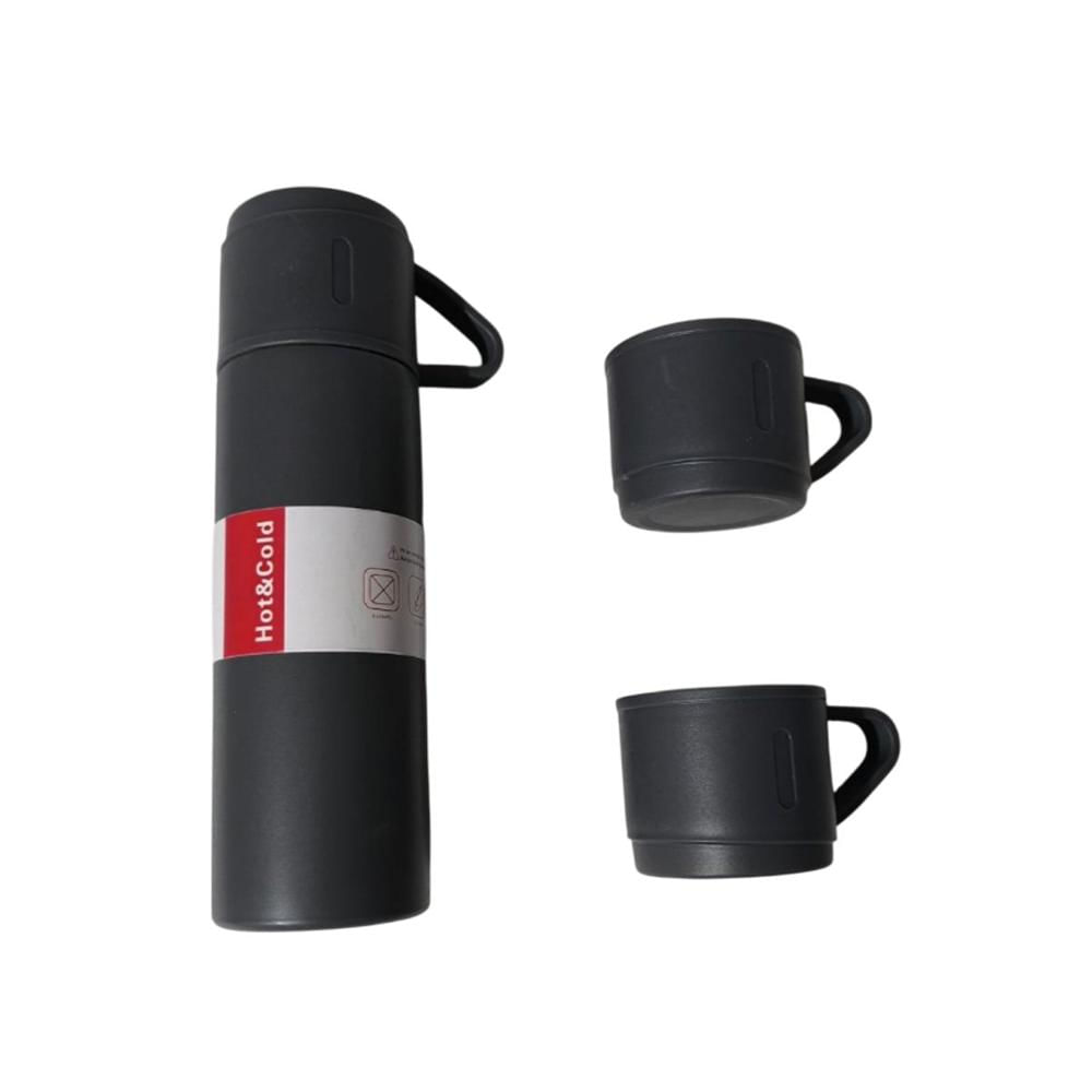 Termo Compacto con 2 tasas color plomo oscuro estilo moderno YRegalo Sticker