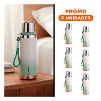 Pack6 Frasco Degradado Verde Agua 800ml con Tapa Segura Café Té YRegalo Sticker