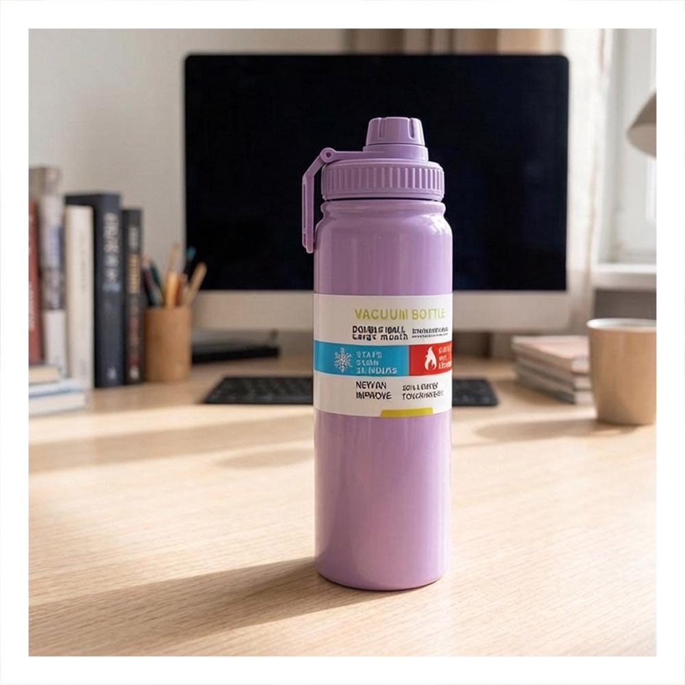 Termo Portatil 800ml Lila para Ninos con Segura Y notas