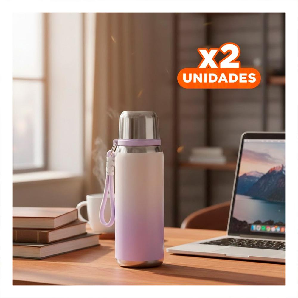 Pack2 Envase 800ml Lila Degradado para Mantener Bebidas Calientes o Frias