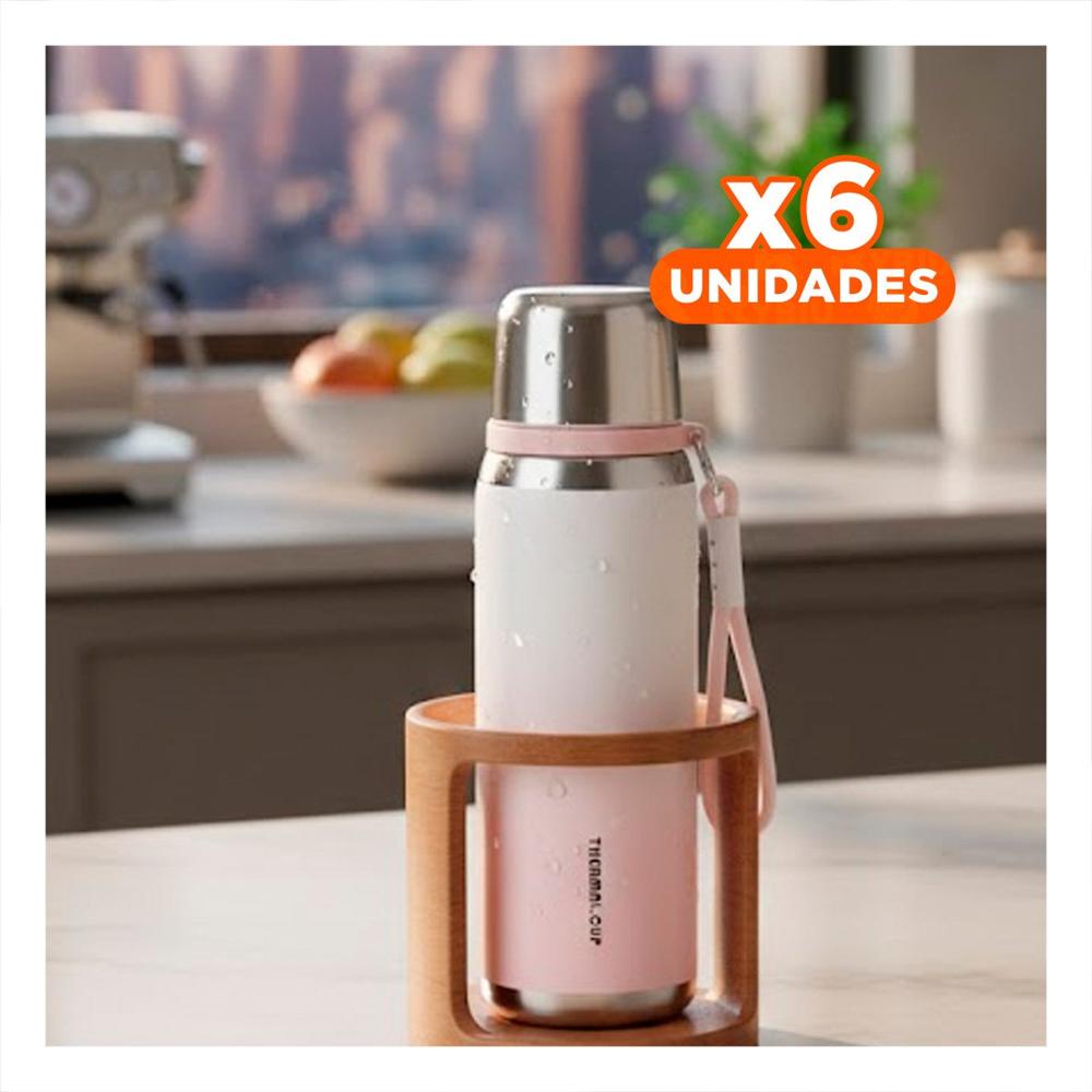 Pack6 Contenedor 800ml Rosado con Tapa Hermetica y Diseño Moderno para Oficina