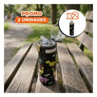 Pack2 Copo Portatil 420ml Dinosaurio Negro para Ninos con Tapa Hermetica YPapel Regalo