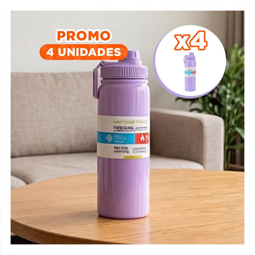 Pack4 Recipiente Escolar 800ml Lila para Hidratacion en Clases YPapel Regalo