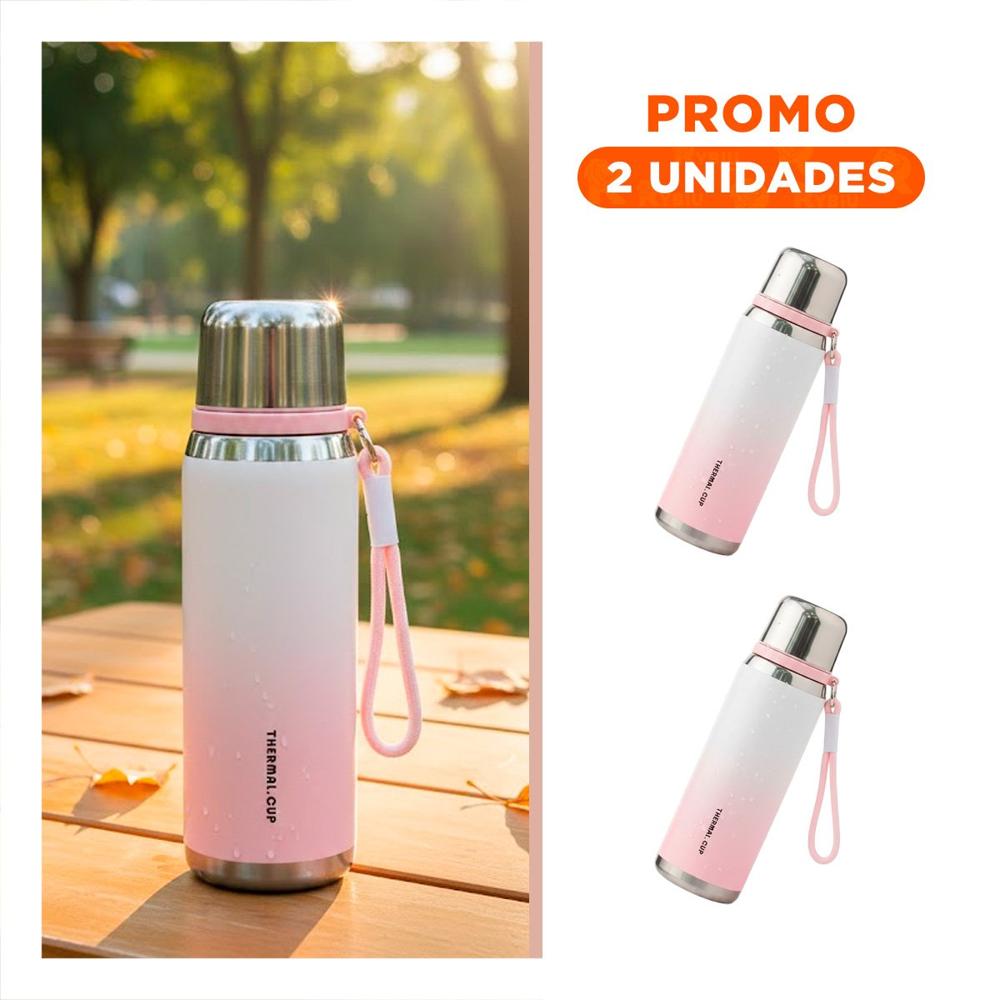 Pack2 Envase 800ml Rosado Resistente y Duradero para Llevar Bebidas YRegalo Sticker
