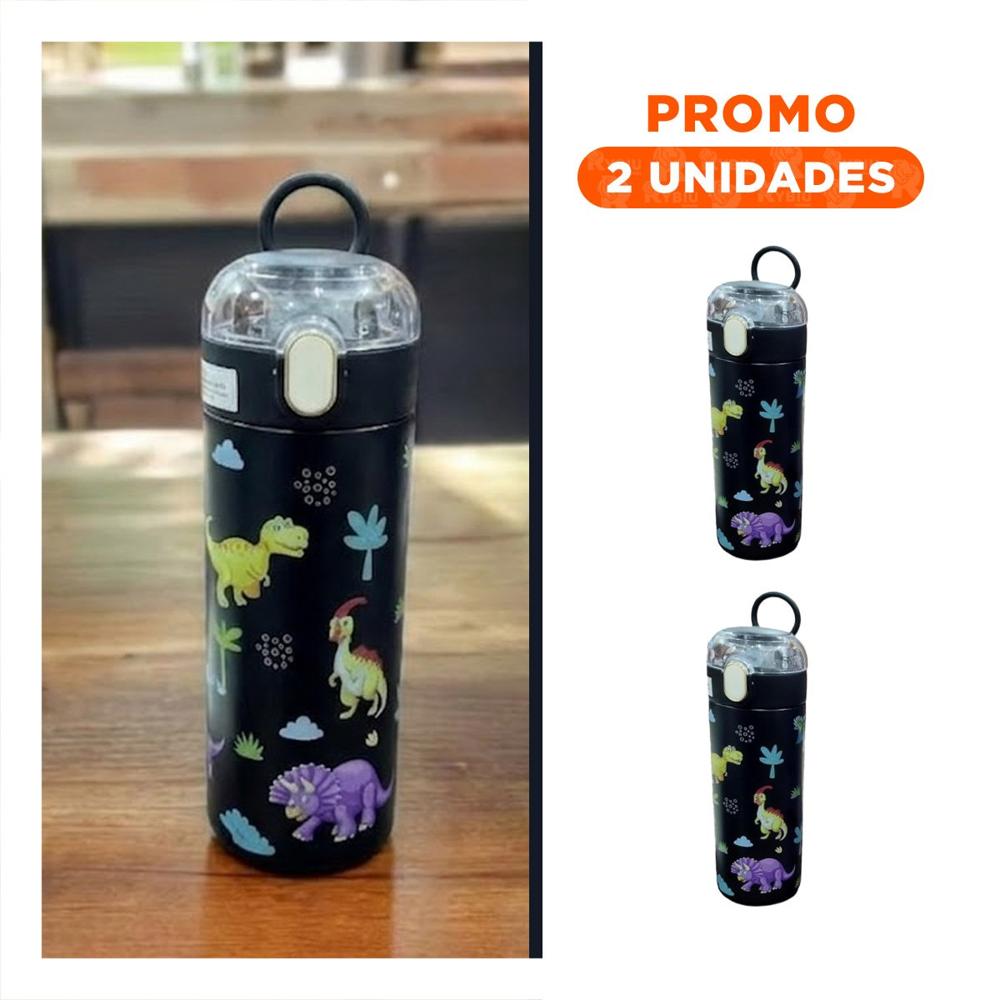 Pack2 Copo Escolar 420ml Dinosaurio Negro para Bebidas en Casa o Escuela YRegalo Sticker