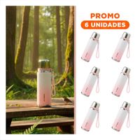 Pack6 Contenedor 800ml Rosado Doble Pared que Conserva Temperatura por Horas YRegalo Sticker