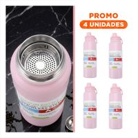 Pack4 Envase Infantil 800ml Rosado para Ninos con Diseno Divertido