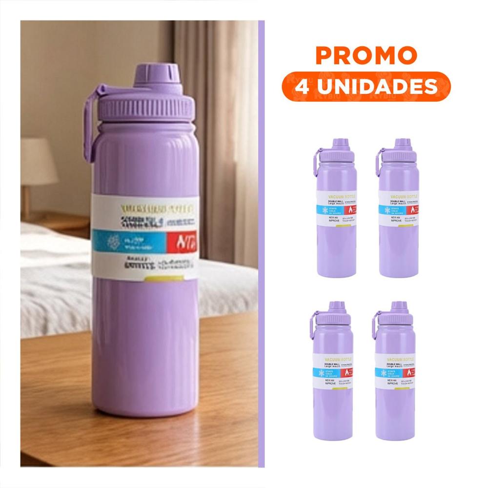 Pack4 Recipiente Divertido 800ml Lila para Hidratacion Diaria