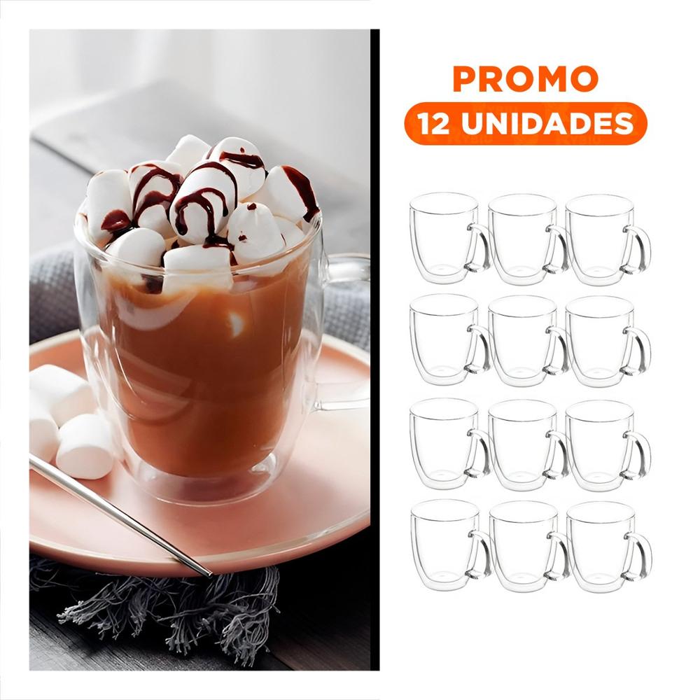 Pack12 Vaso Presentacion Clara de 250ml Vidrio de Dimensiones 8x8x11cm
