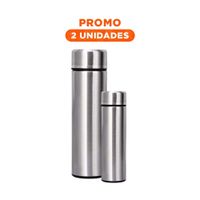 Pack2 Taza Digital 500 ml Plateado con Filtro Desmontable Funcional YRegalo Sticker