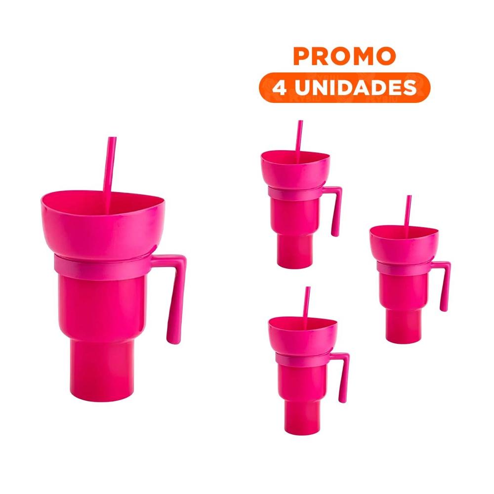 Pack4 Contenedor 2 en 1 Rosado en Material ABS para Espacios Dinamicos