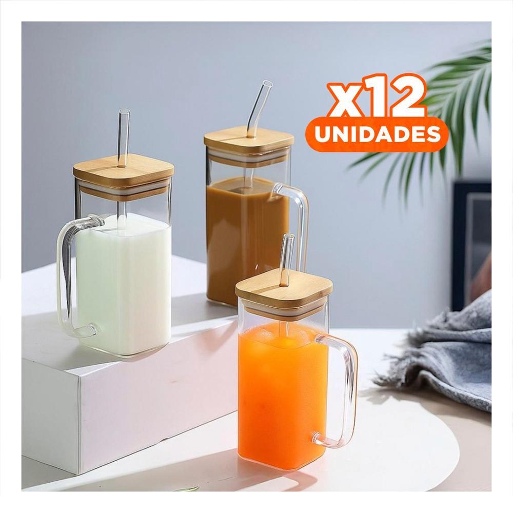 Pack12 Recipiente Moderno 350 ml con Asa Tapa y Sorbete Y Papel Regalo