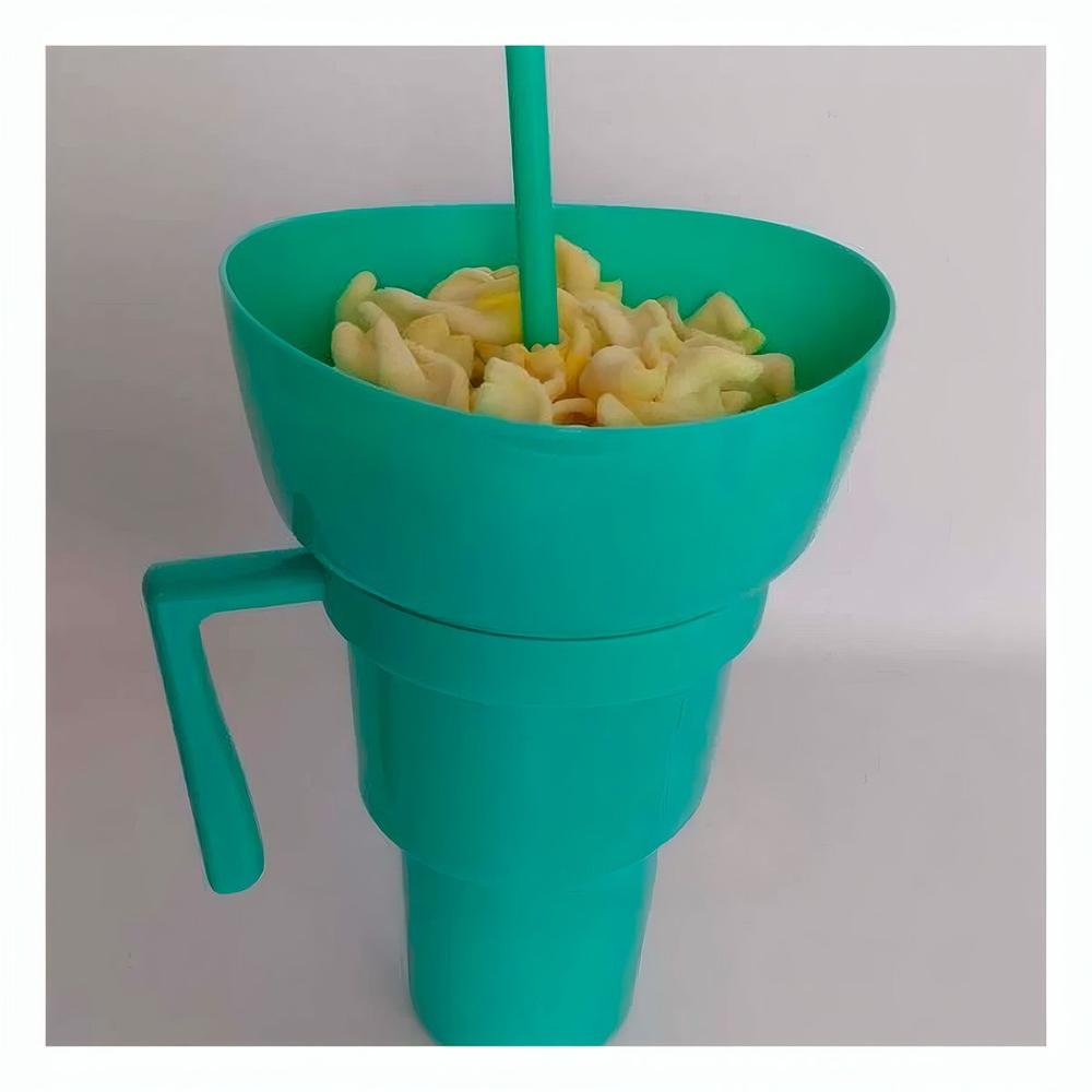 Vaso 2 en 1 para Bebidas y Snacks en ABS Verde con Estilo Practico y Uso Diario