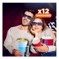 Pack12 Recipiente 2 en 1 Celeste para Cine en Casa con Bebidas y Snacks YPapel Regalo